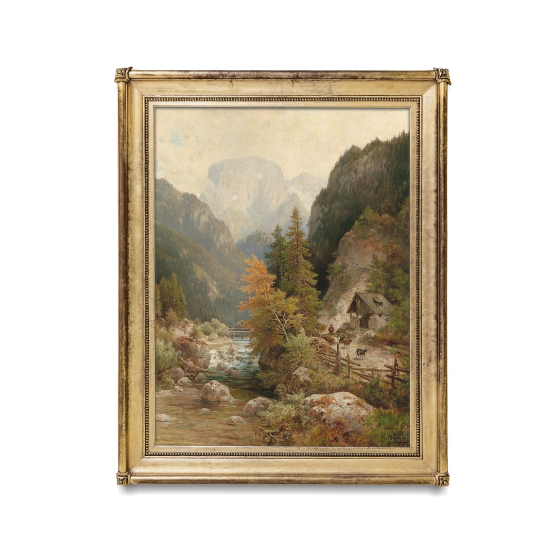 Mountain Stream Flowing Past a Watermill in an Alpine Valley Poster - Image 2