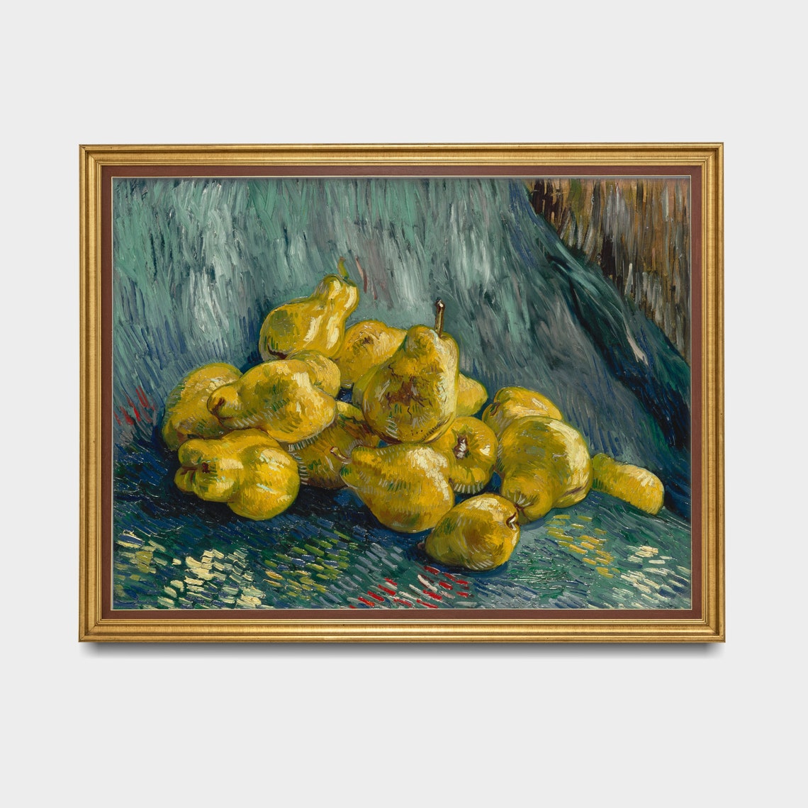 Golden Quinces Still Life Painting Vintage Kitchen Fruit Poster - Image 3