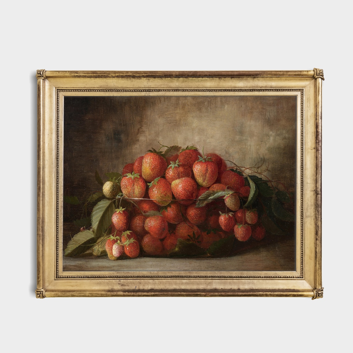 Overflowing Bowl of Ripe Strawberries Vintage Still Life Art Poster - Image 3