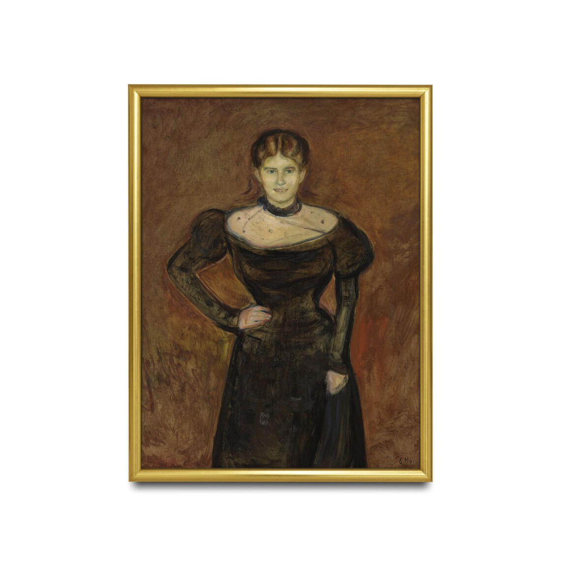 Edvard Munch Portrait of a Woman in a Dark Brown Dress Poster - Image 2