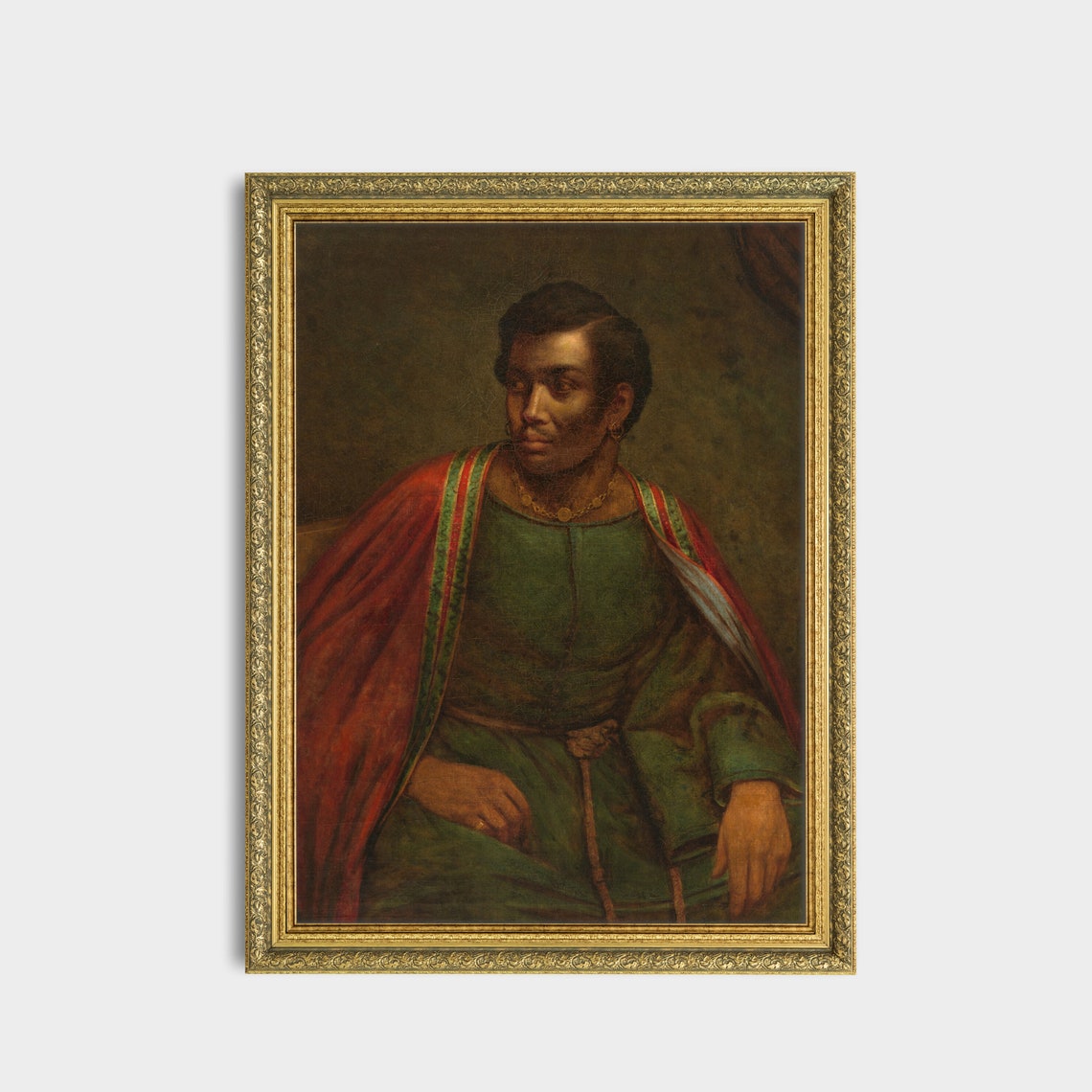 Black Gentleman In Red Cloak And Green Tunic Classical Portrait Poster - Image 3