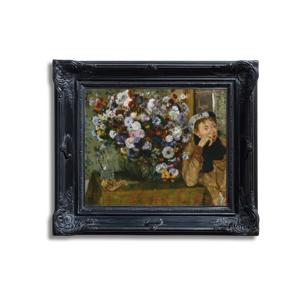 A Woman Seated Beside A Vase Of Flowers Print Vintage Floral Wall Art Impressionist Painting Classic Home Decor Elegant Art Poster - Image 3