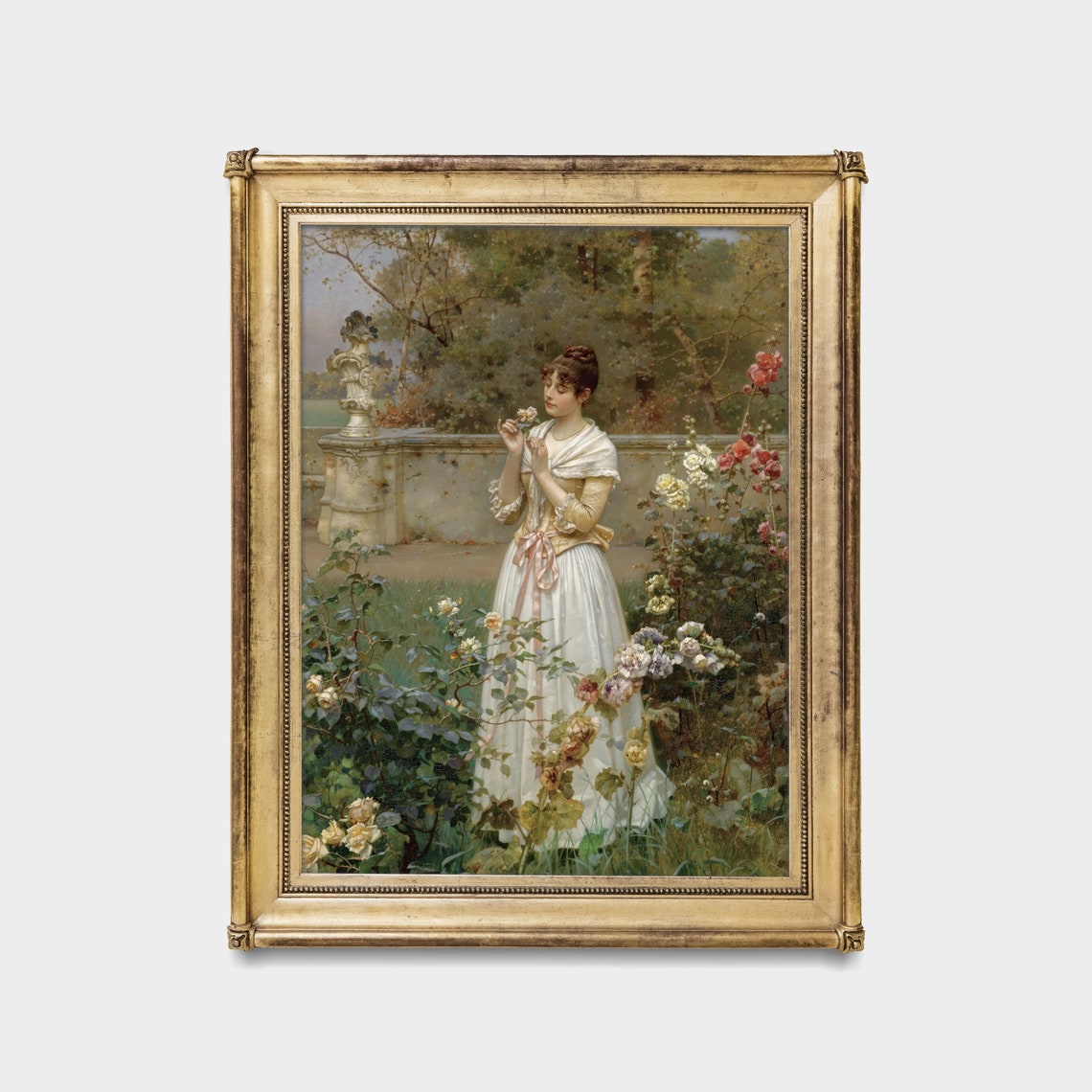 Printed And Shipped Woman In Rose Garden Vintage Portrait Painting Moody Rustic Oil Painting Victorian Female Art Physical Prints - Image 5