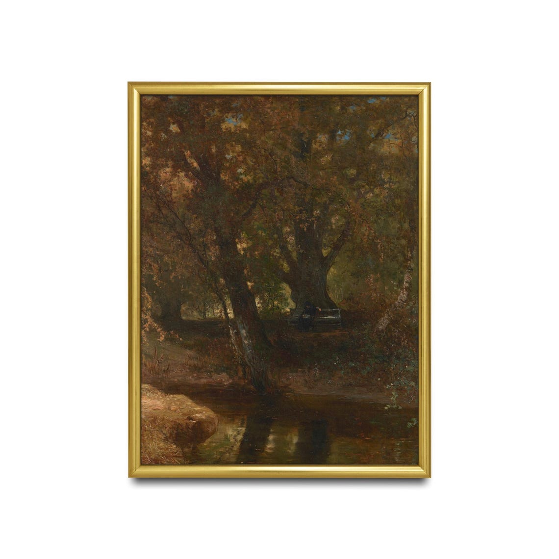 Moody Vertical Forest Stream with Ancient Trees and Rocks Poster - Image 2