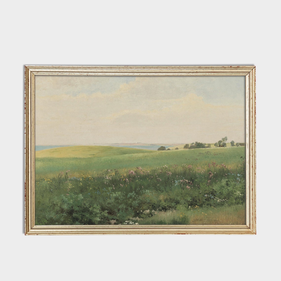 Sunlit Wildflower Meadow Rolling Toward a Distant Lake Poster - Image 2
