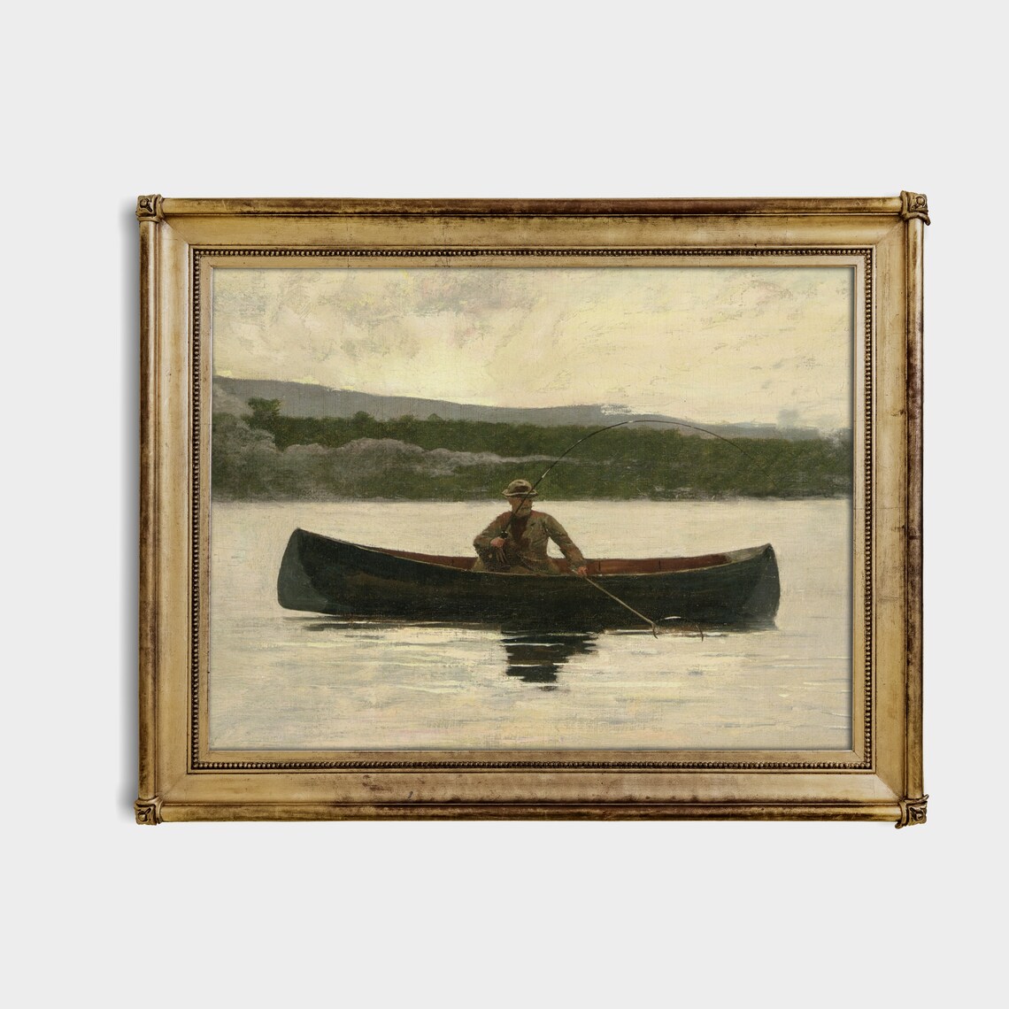 Vintage Lake Painting, Rustic River Landscape Art Print - Image 2
