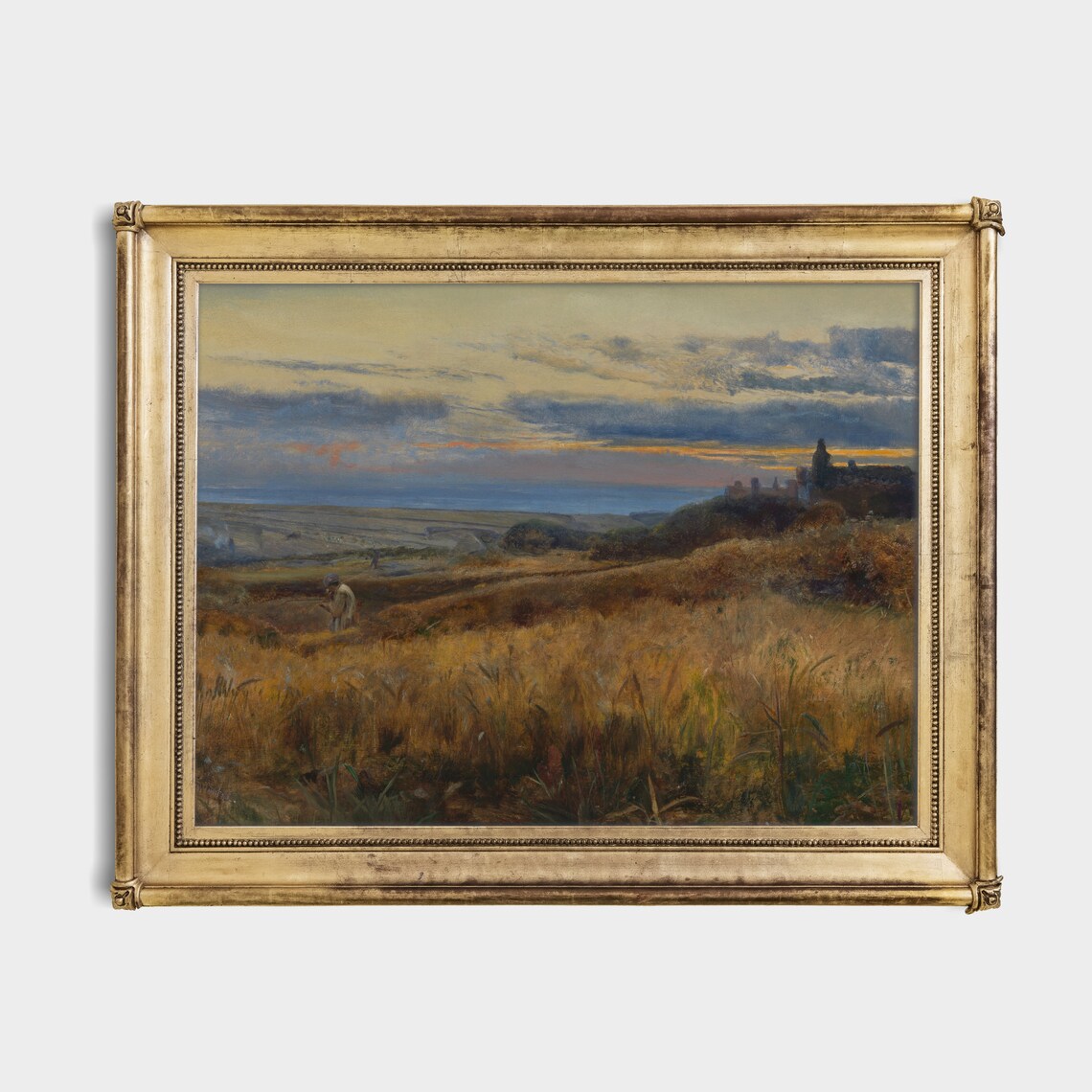 Golden Wheat Field at Sunset Vintage Country Harvest Landscape Poster - Image 2