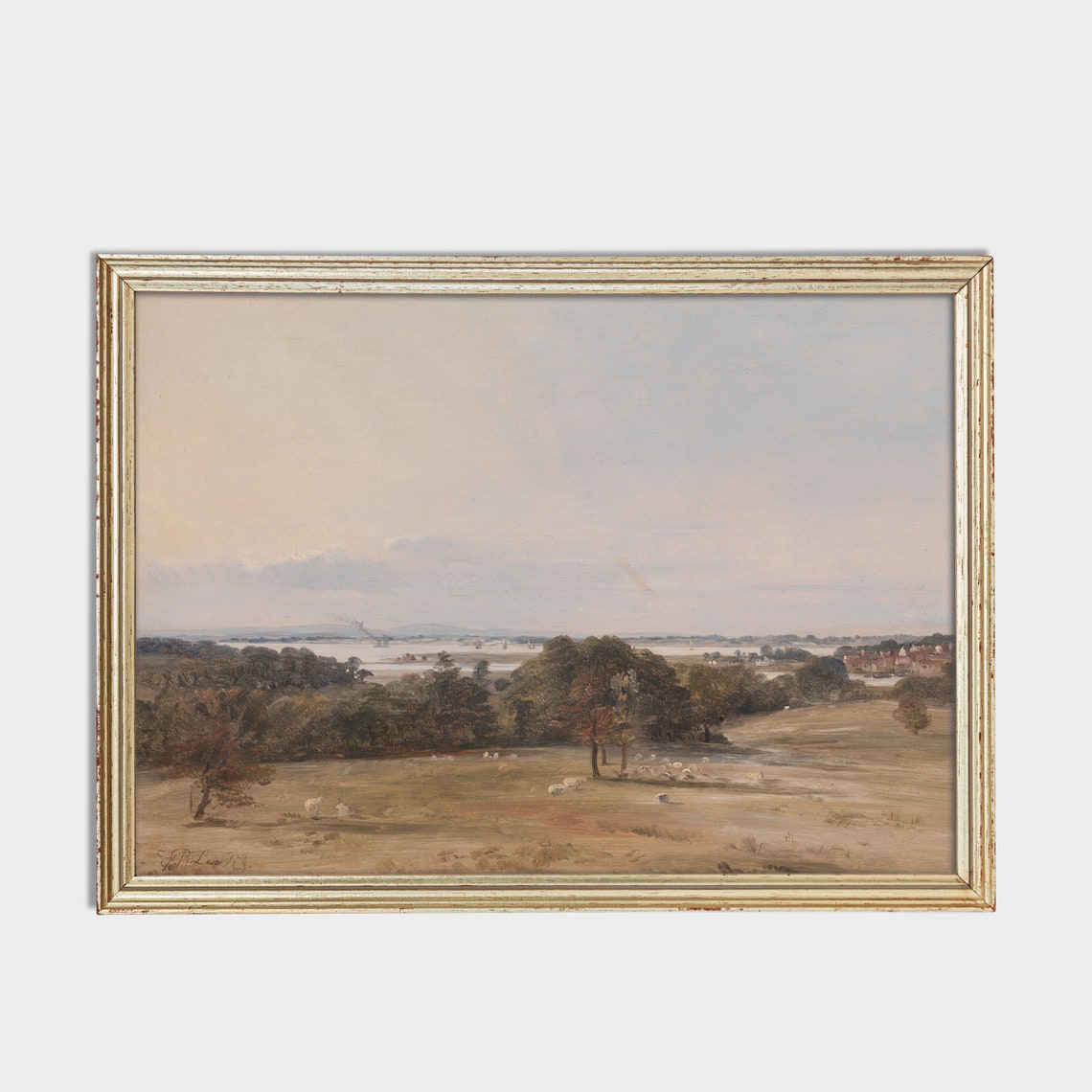 Antique English River Valley Landscape With Sheep Grazing Poster - Image 4