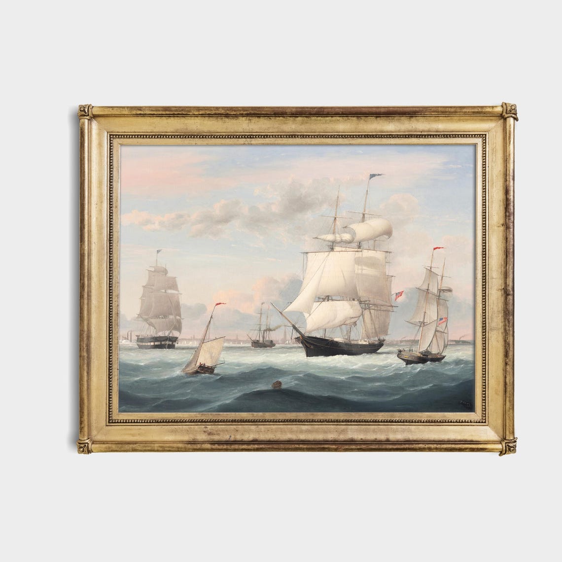 Tall Sailing Ships Classic Maritime Fleet Ocean Painting Poster - Image 3