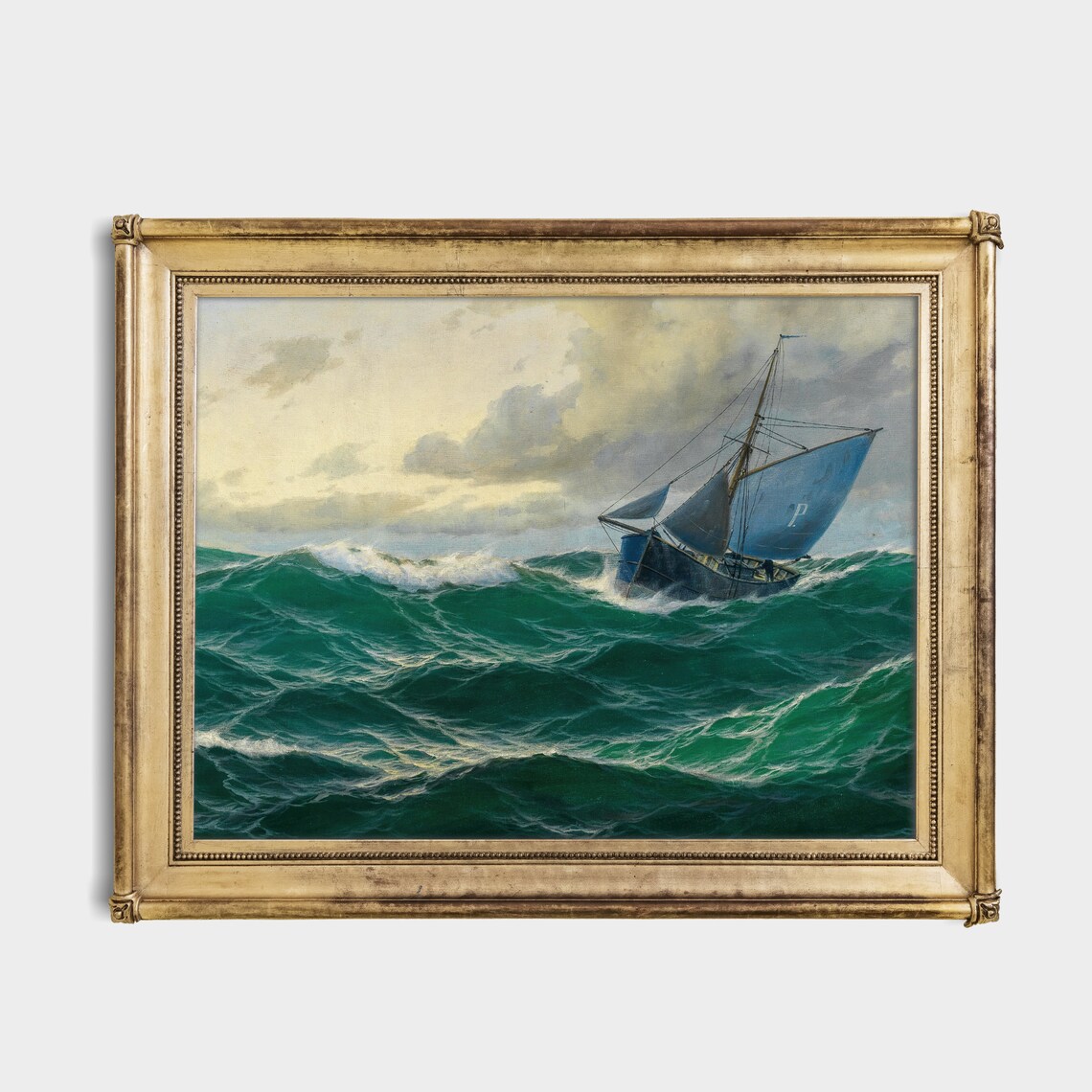 Vintage Sailing Ship Seascape Art Print, Nautical Decor - Image 2
