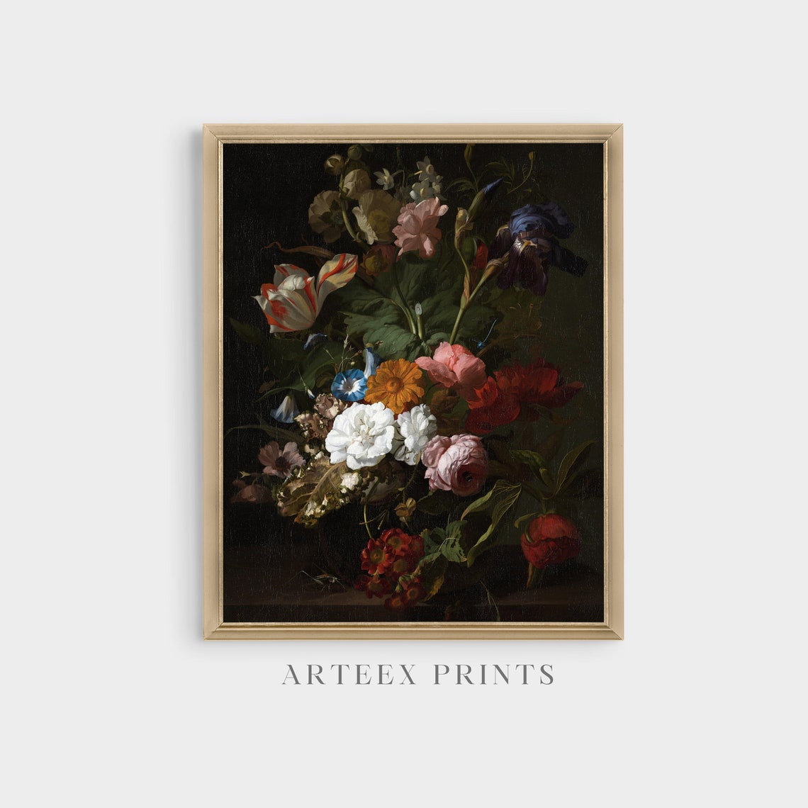 Tulips Roses and Iris Bouquet Dutch Old Master Floral Poster - Image 4