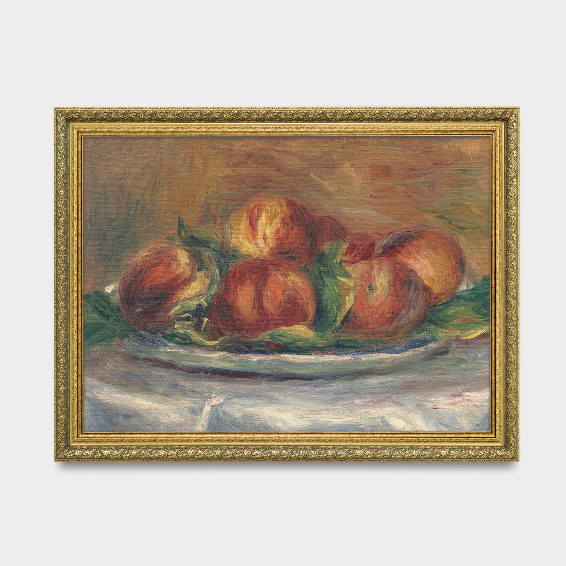 Ripe Peaches on a Plate Impressionist Style Vintage Still Life Poster - Image 2