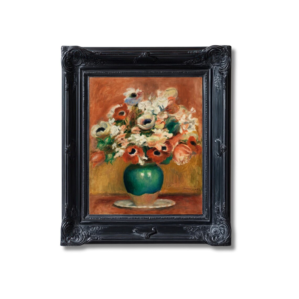Renoir Anemones Bouquet in Green Vase Impressionist Floral Poster - Image 4