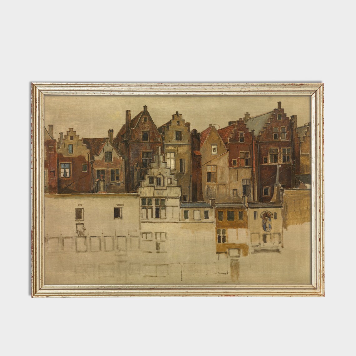Old Dutch Canal Houses Antique European Architecture Painting Poster - Image 3