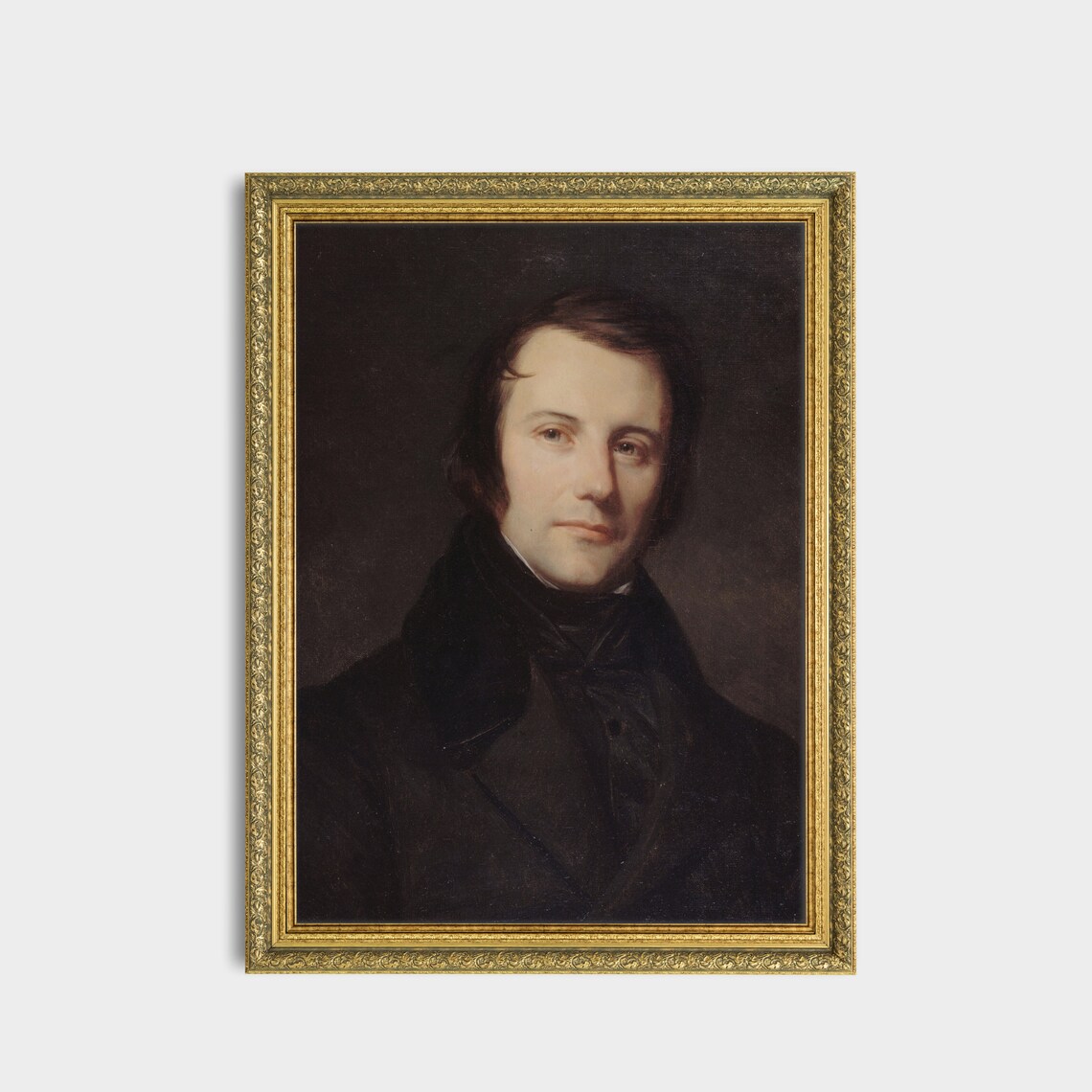 Vintage Young Man Portrait Dark Coat Antique Romantic Era Wall Art - Image 3
