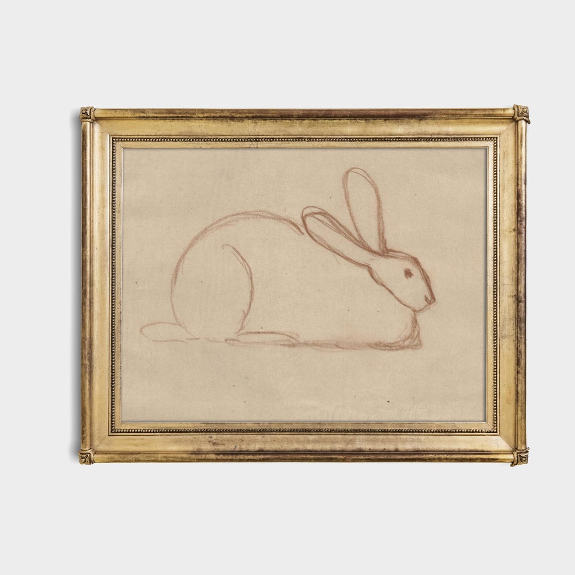 Minimalist Rabbit Line Sketch Beige Paper Modern Nursery Art Poster - Image 4