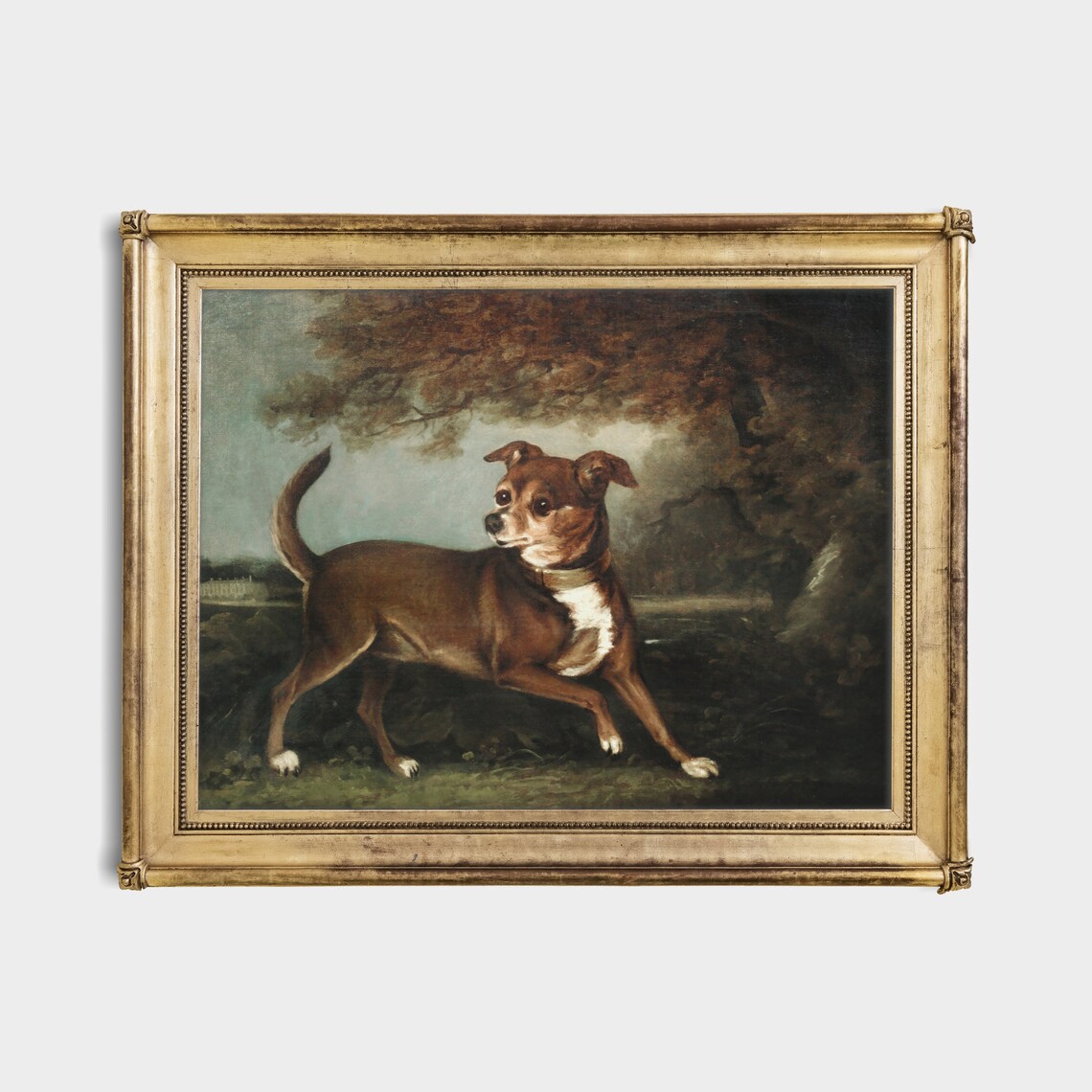 Brown Terrier Dog In Woodland Vintage Animal Portrait Painting Poster - Image 2