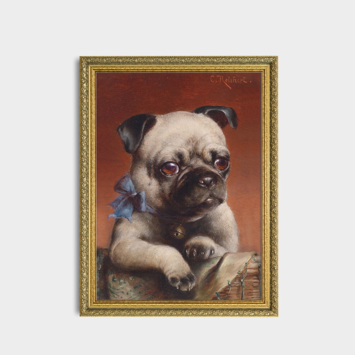 Vintage Dog Painting Antique Animal Print Moody Rustic Oil Painting Wall Art Pet Portrait Fine Art - Image 3