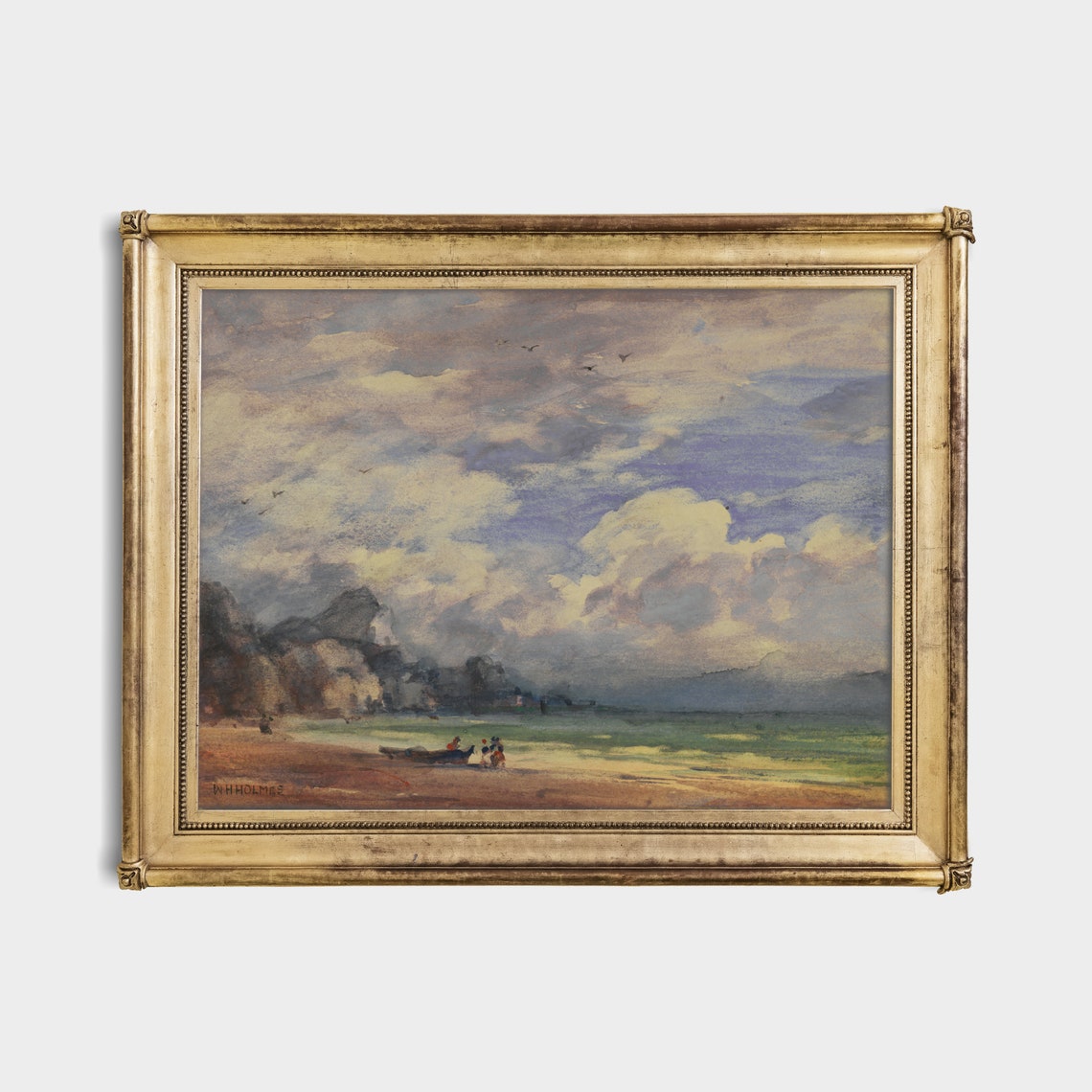 Impressionist Beach With Fishing Boat and Figures on Shore Poster - Image 4