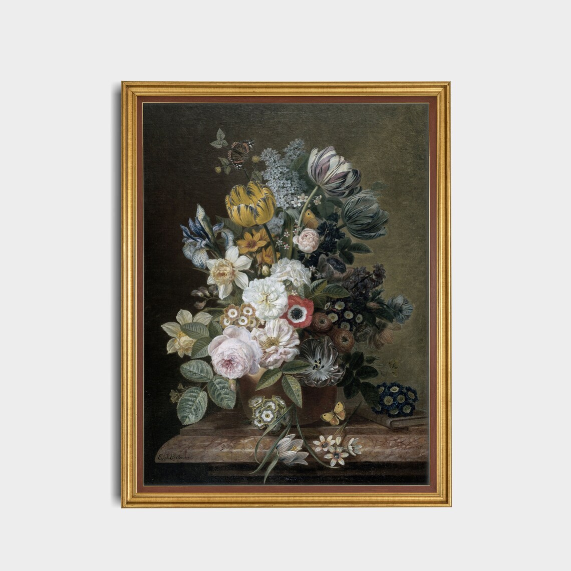 Vintage Floral Still Life Art Print, Farmhouse Decor - Image 3