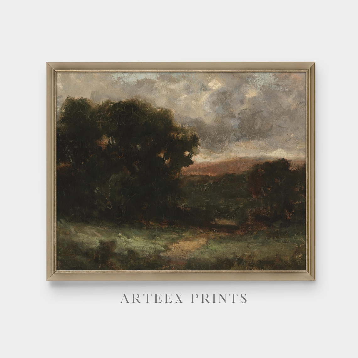 Dark Massed Trees Under Stormy Sky Vintage Moody Landscape Art Poster - Image 5