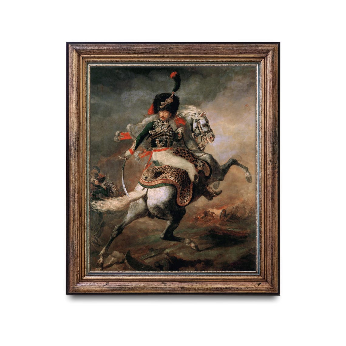Charging Chasseur Cavalry Officer on Rearing Horse Painting Poster - Image 2