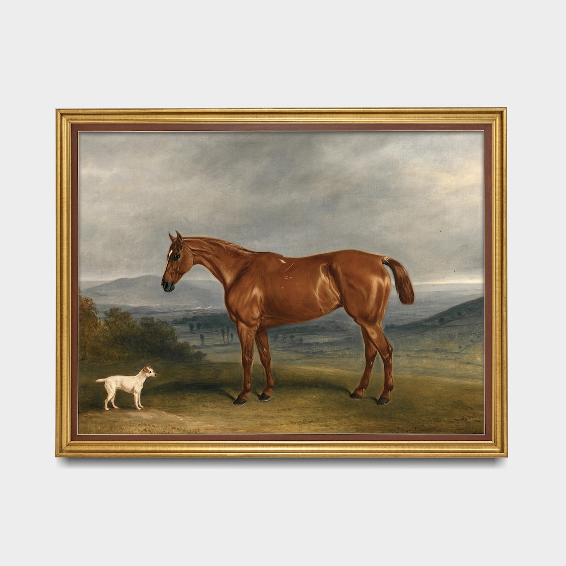 Vintage Horse and Dog Art Print, Rustic Decor - Image 2