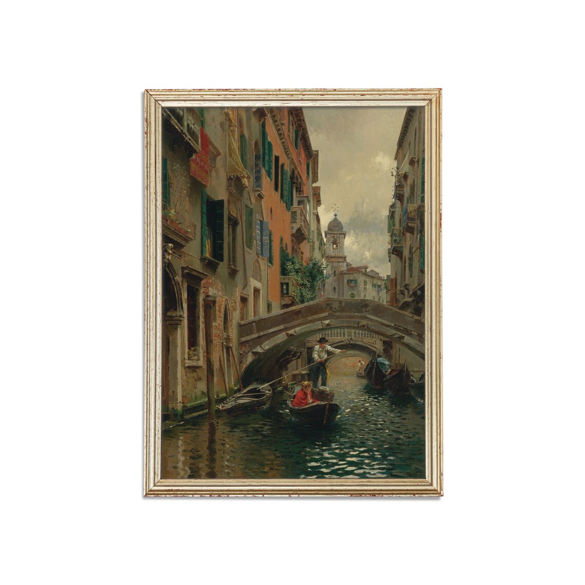 Venice Canal Gondola Under Bridge Vintage Italian Painting Poster - Image 5