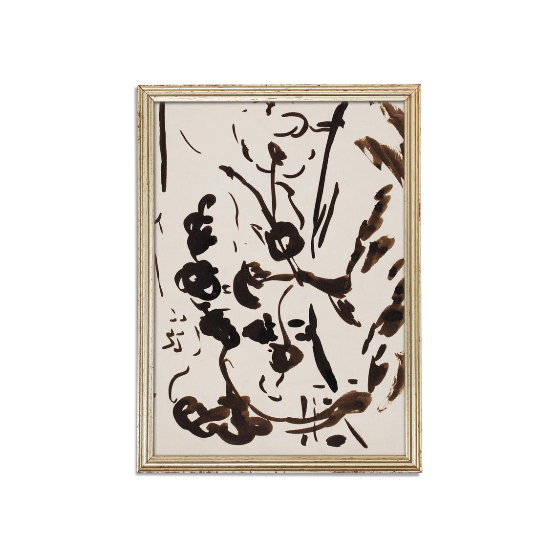 Bold Gestural Ink Drawing Abstract Expressionist Monochrome Art Poster - Image 3