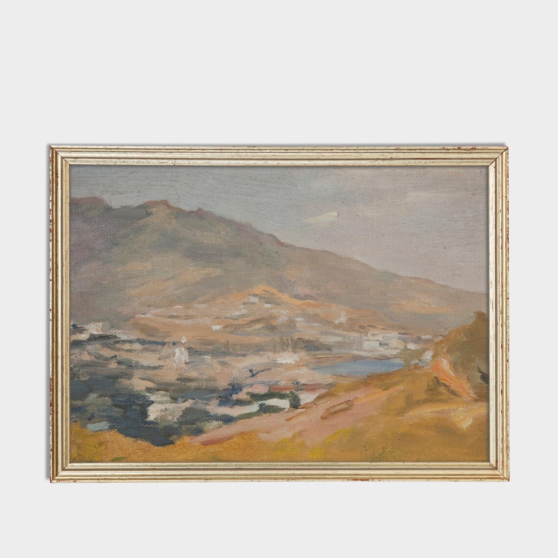 Antique Mountain Village By A Lake Landscape Painting Poster - Image 3
