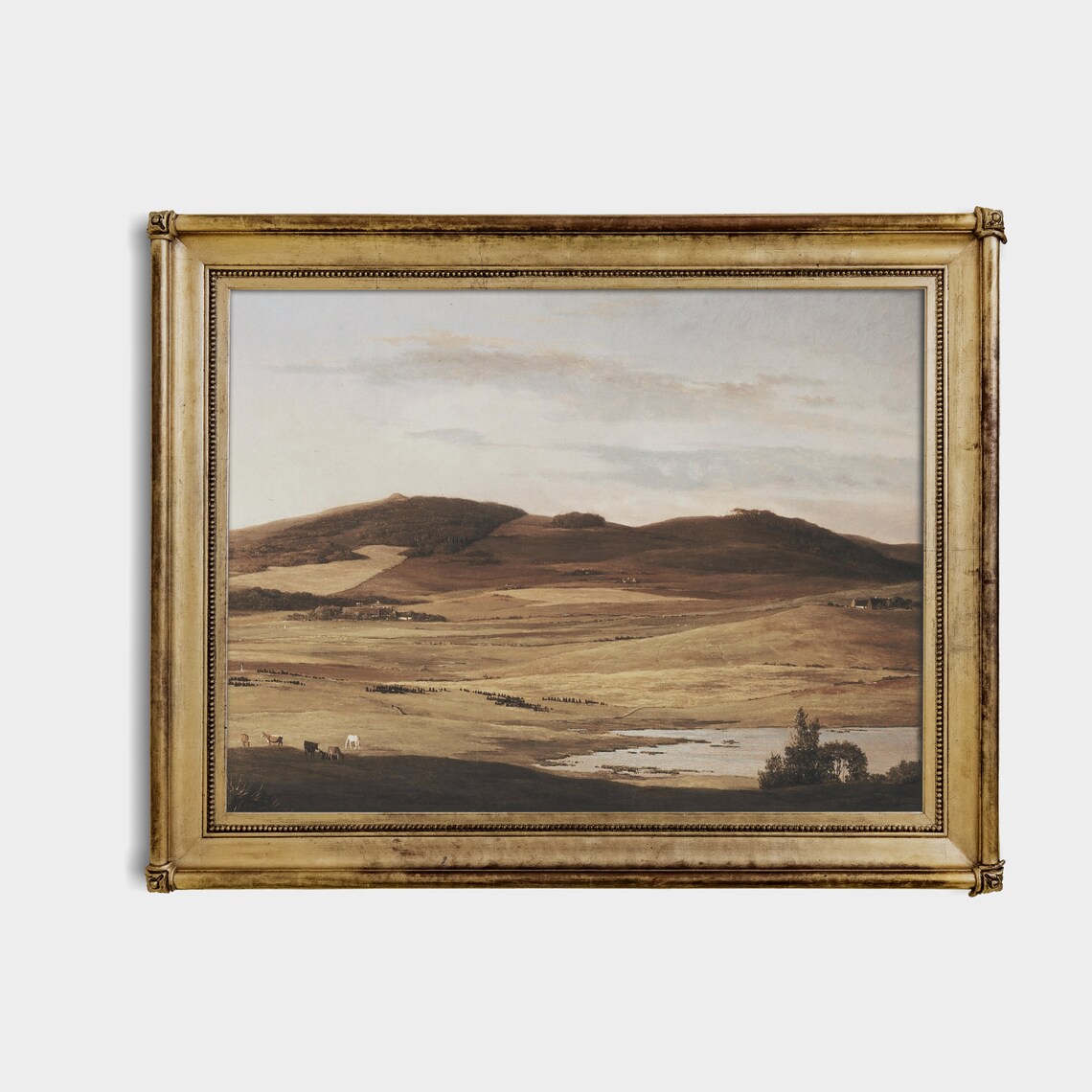 Vast Moorland Valley with Grazing Horses Antique Landscape Poster - Image 3