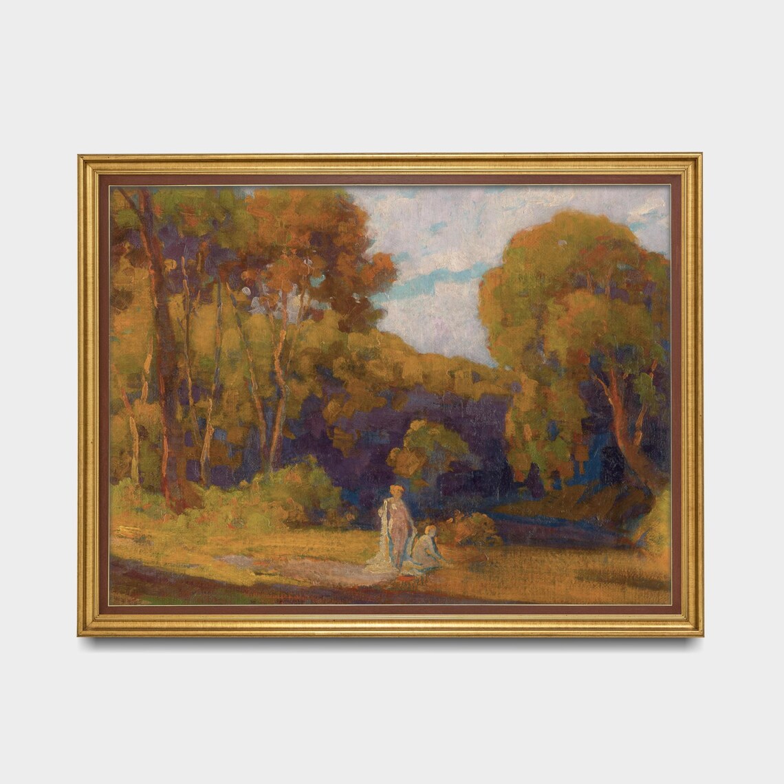 Two Figures Resting in a Golden Autumn Woodland Clearing Poster - Image 5