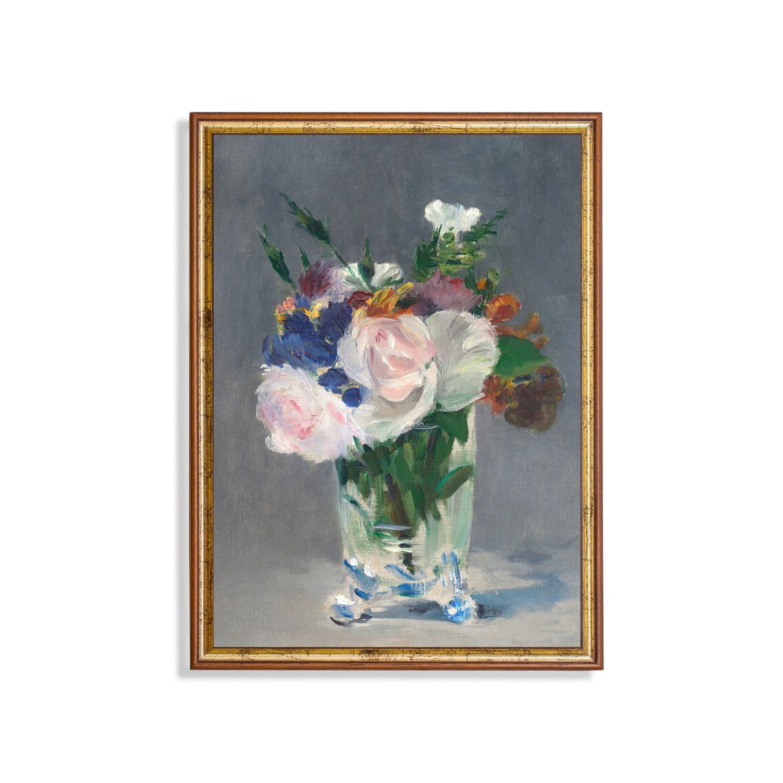 Mixed Bouquet in Glass Vase Impressionist Floral Painting Poster