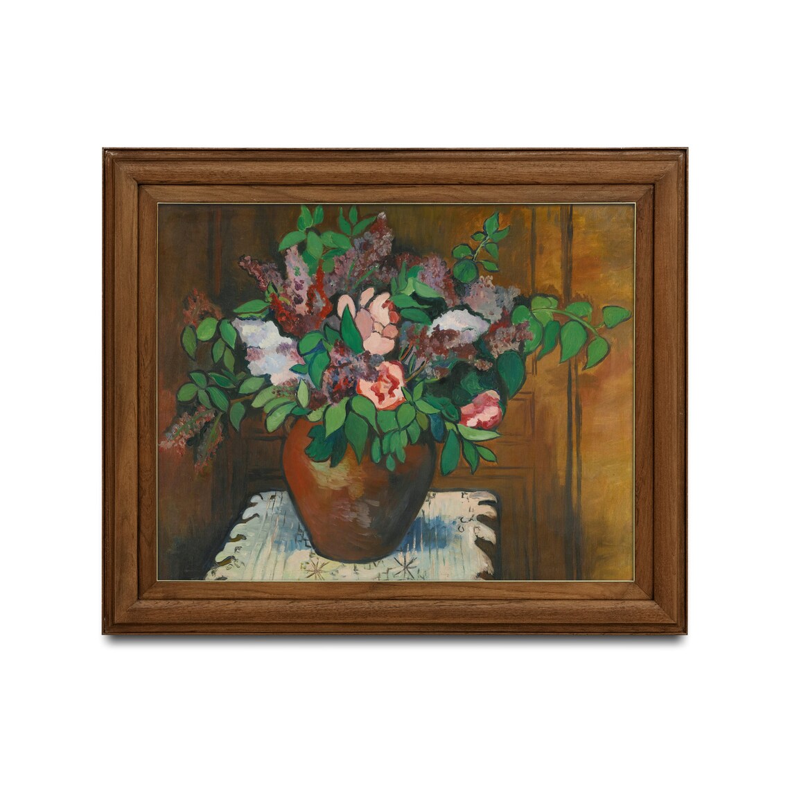 Lilacs And Roses In A Terracotta Vase Vintage Floral Still Life Poster - Image 2