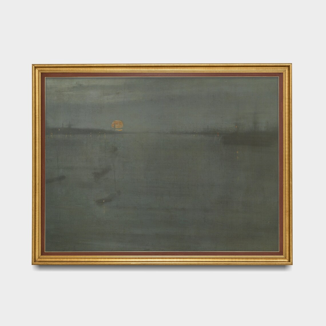 Moon Over Dark Harbor Vintage Nocturne Night Seascape Art Poster - Image 4