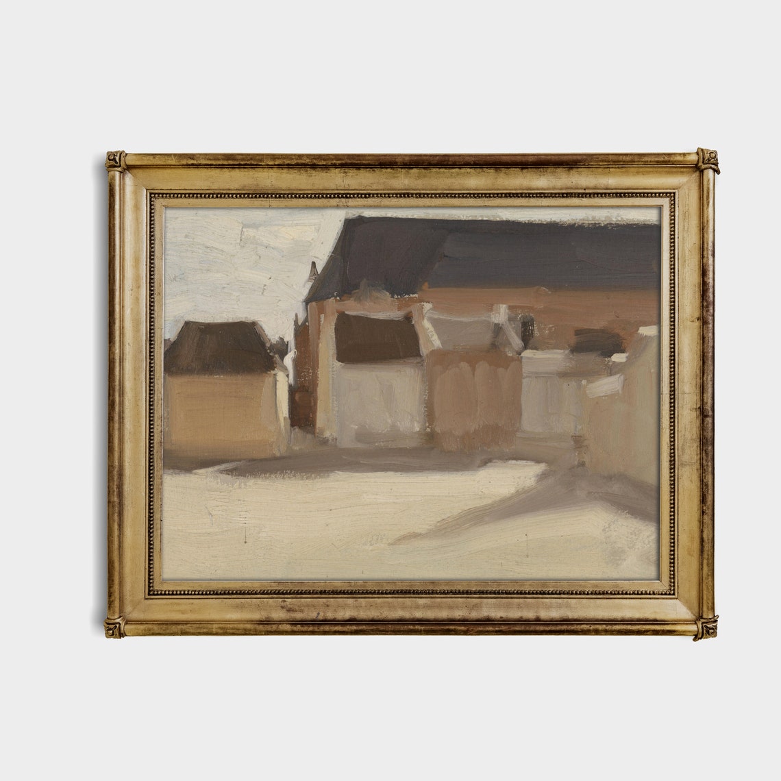 Vintage Landscape Painting Country Village Houses Print Antique Farmhouse Decor Neutral Art Wall Art - Image 3