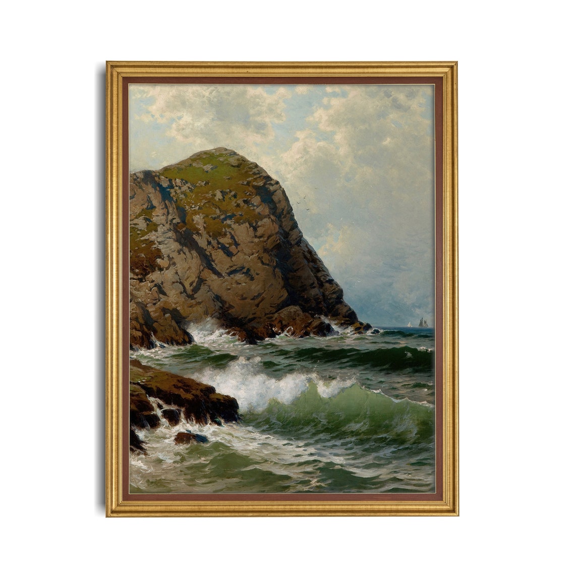 Rocky Ocean Headland with Crashing Waves Vintage Seascape Poster - Image 2