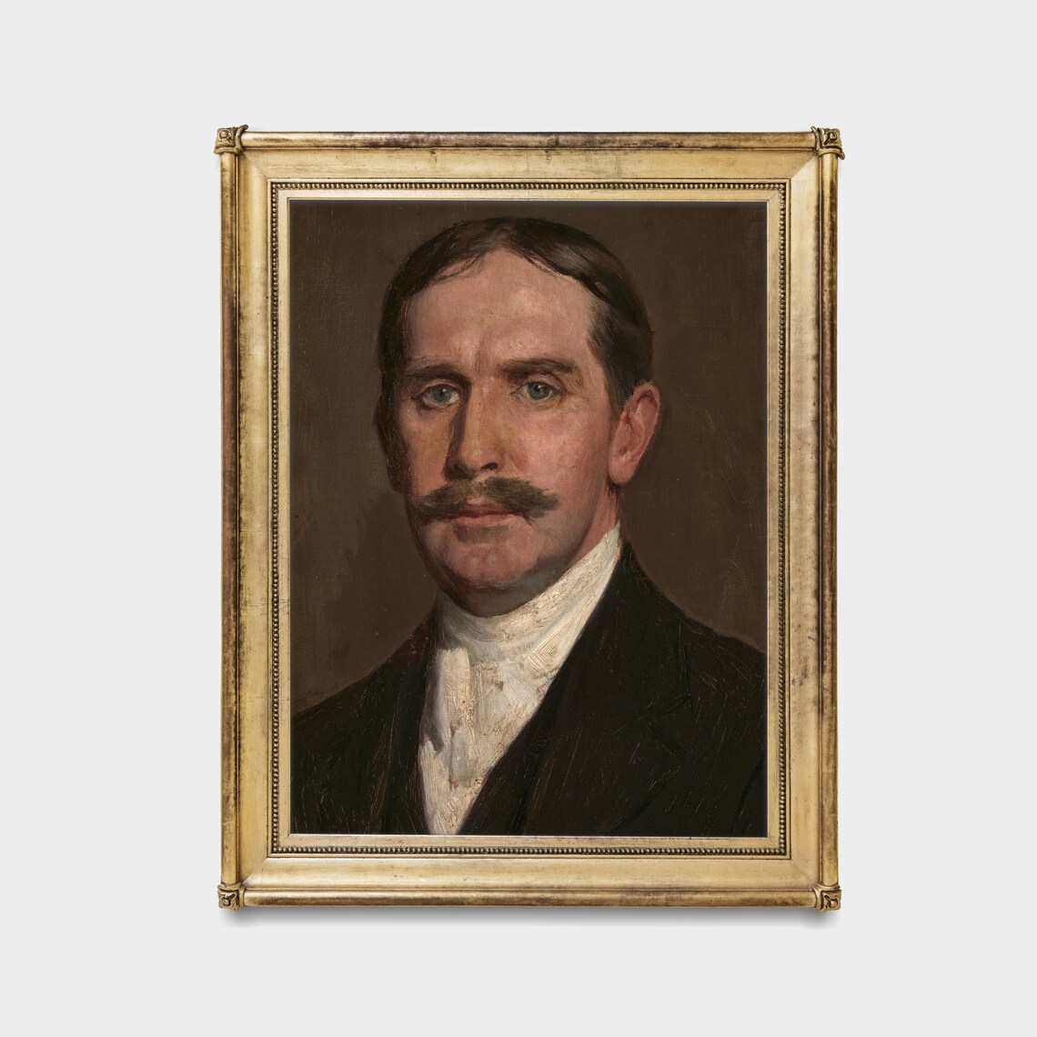 Victorian Gentleman With a Mustache in a Dark Coat Portrait Print - Image 2