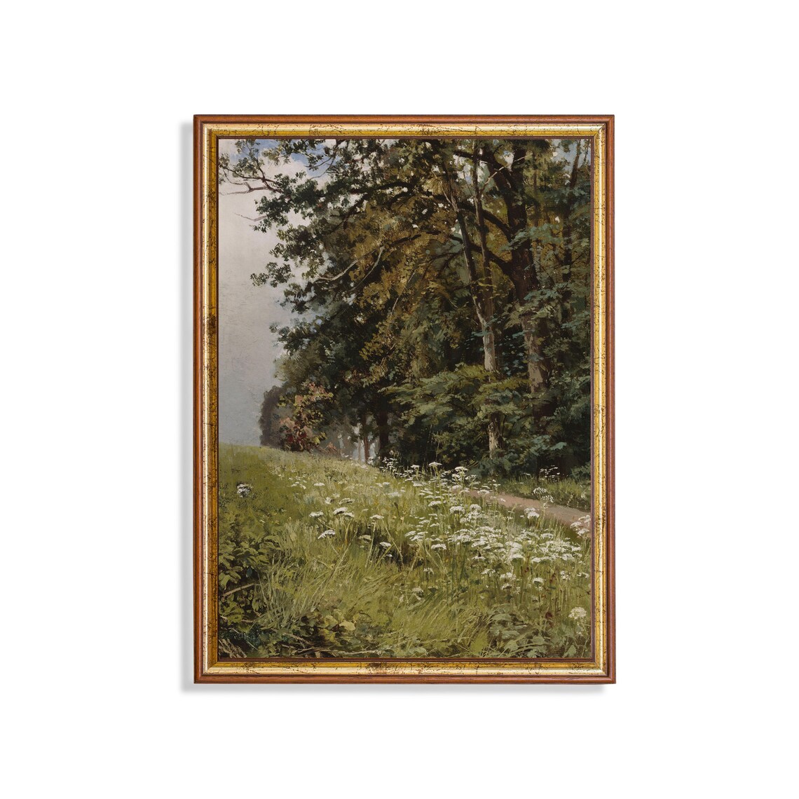 Vintage Country Landscape, Rustic Forest Art Print