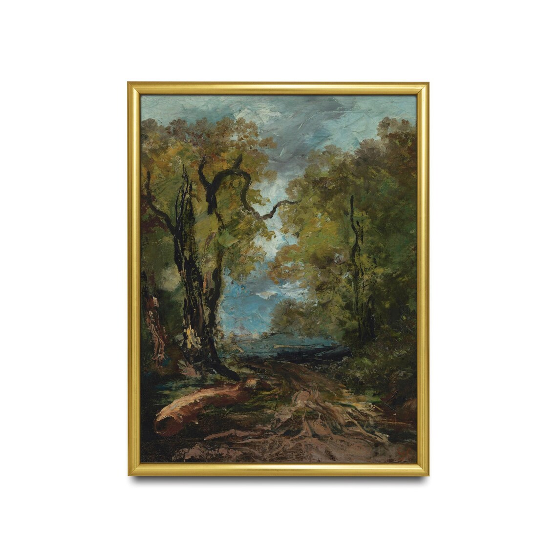 Dark Moody Forest Interior with Fallen Log Vintage Landscape Poster - Image 2