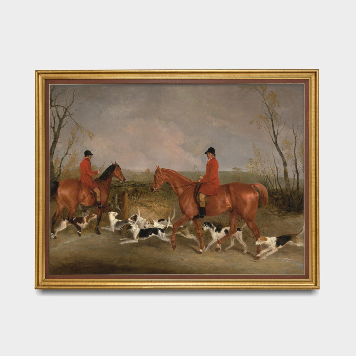 Vintage Horse and Dogs, Rustic Farmhouse Art Print - Image 3