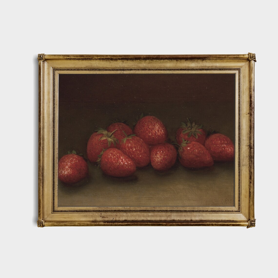 Ripe Strawberries on Dark Table Moody Fruit Still Life Poster - Image 2