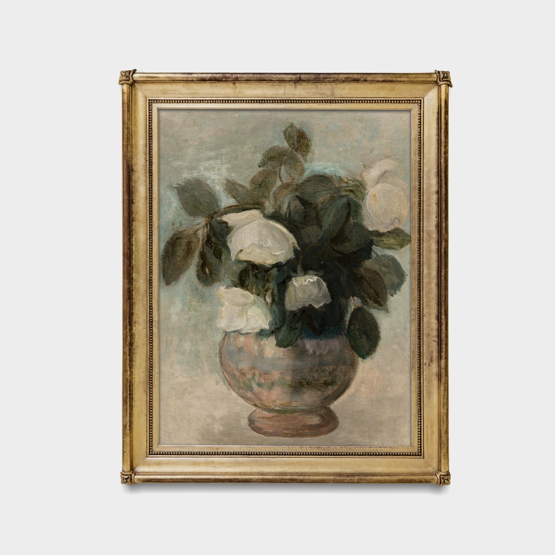 White Roses in a Pink Vase Impressionist Floral Still Life Poster - Image 4