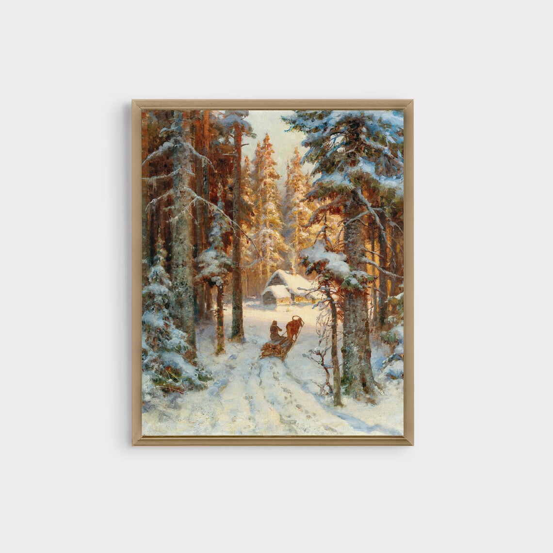 Winter Snowy Forest Vintage Oil Painting, Christmas Art Print - Image 2