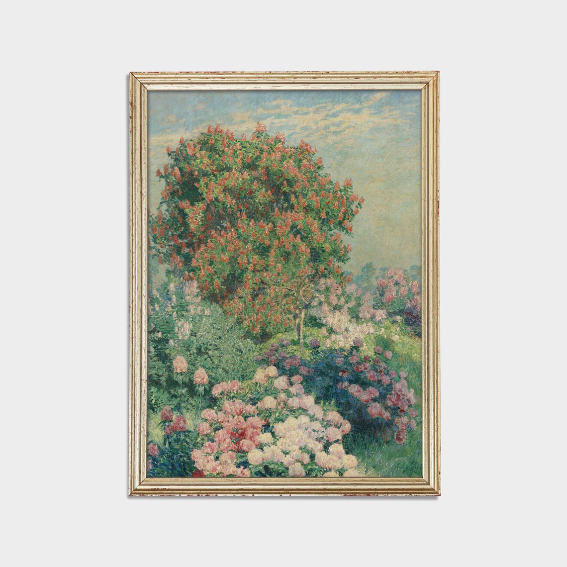 Blossoming Chestnut Tree With Peonies Impressionist Garden Poster - Image 2
