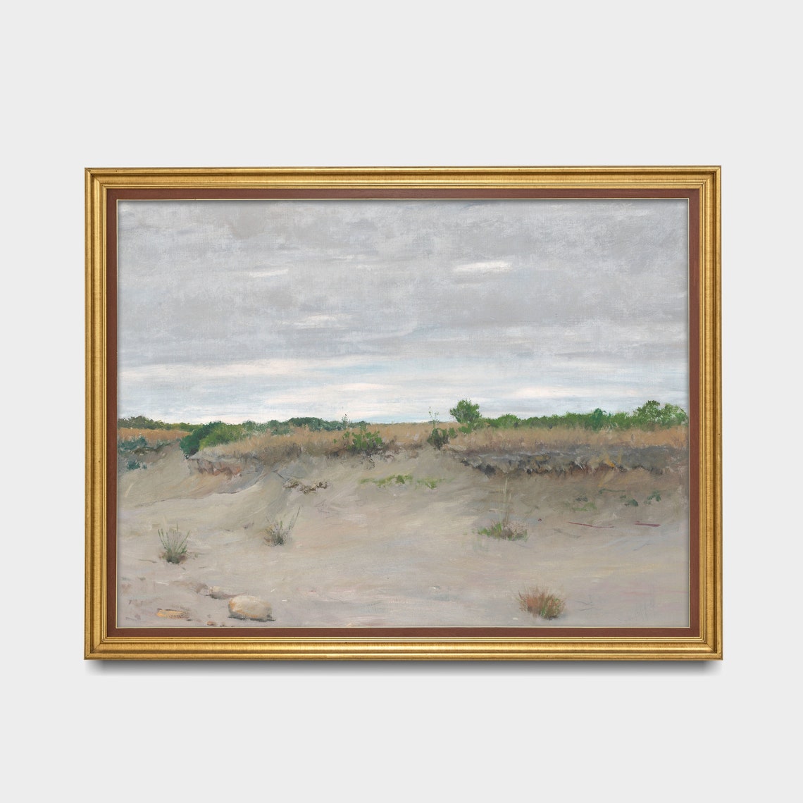 Empty Sand Dunes Under a Grey Sky Muted Vintage Landscape Poster - Image 3