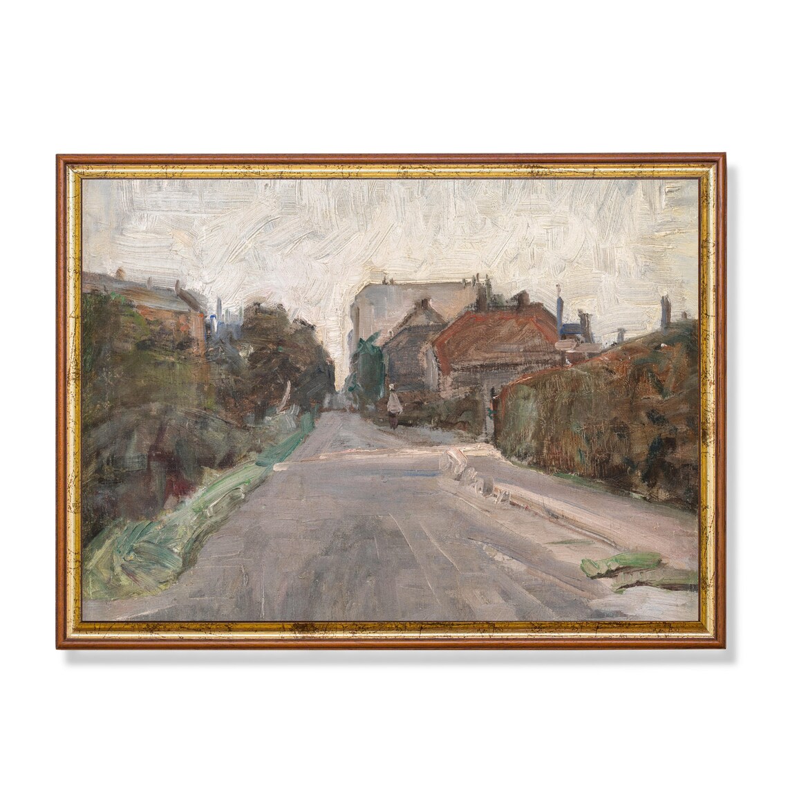 Impressionist Village Road With Cottages Landscape Painting Poster