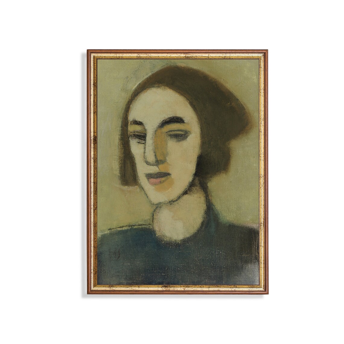 Dark-Haired Woman with a Serene Smile Modigliani Portrait Poster