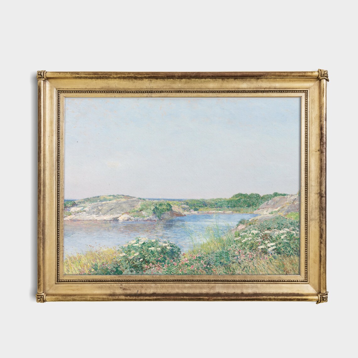 Rocky Coastal Inlet in Summer Light Impressionist Seascape Poster - Image 3