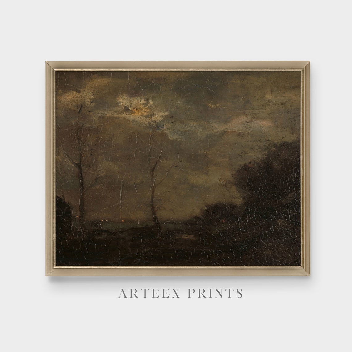 Vintage Landscape Painting Antique Country Landscape Moody Rustic Print Moonlight Fine Art Wall Art - Image 5